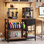 Homieasy 3D Printer Stand with Filament Storage, 39.4" x 23", Rustic Brown - Image 2