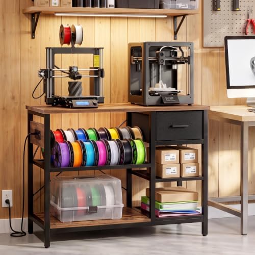 Homieasy 3D Printer Stand with Filament Storage, 39.4" x 23", Rustic Brown - Image 2