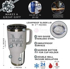 The Wedding Party Store Personalized 20 oz Stainless Steel Powder Coated Vacuum Insulated Double Walled Travel Tumbler Coffee Mug with Handle and Lid (White) - Image 3