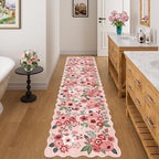 DUKINO 2x8 Washable Runner Rug, Floral Non Slip Kitchen Runner Rug, Pink - Image 3