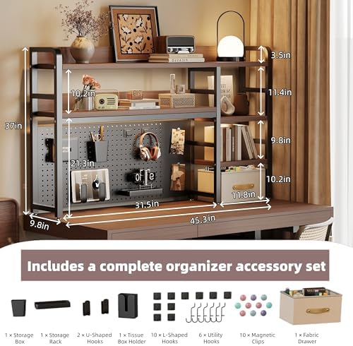 Desktop Hutch Bookshelf, 4-Tier Metal Desk Shelf for Top of Desk - Image 2