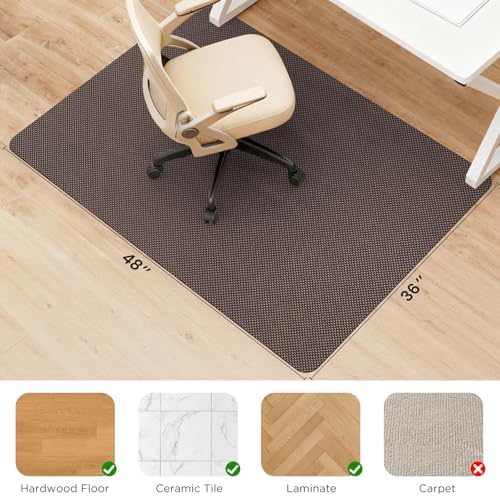 Sycoodeal Chair Mat,36" x 48" Office Chair Mat for Hardwood and Tile Floor, Heavy Duty Floor Protector for Rolling Chairs,Non-Slip,Computer Mat for Home Office(Coffee) - Image 2