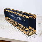 Artblox Personalized Name Plate For Desk | Black & White Marble Design On Clear Acrylic Glass | Custom Plaque Desk Name Plate Personalized Your Name And Credentials Office Office Sign Engraved Plaque - Image 3