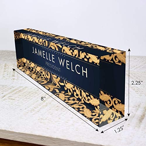 Artblox Personalized Name Plate For Desk | Black & White Marble Design On Clear Acrylic Glass | Custom Plaque Desk Name Plate Personalized Your Name And Credentials Office Office Sign Engraved Plaque - Image 3