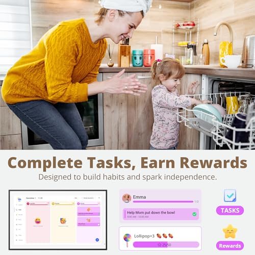 Dragon Touch 21.5 Inch Digital Calendar Wall - 1920 * 1080 FHD Electronic Wall Calendar Family Planner with 32GB Storage and Wall Mount, Touchscreen Smart Desk Calendar - Black - Image 4
