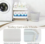 2 Pack Two Tier Rolling Cart with Wheels Small Pantry Floor Organizer Under Desk Storage Metal Short Utility Cart for Small Space, Kitchen Shelf Laundry Room Bathroom Organization, White - Image 5