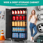 Wide & Deep Metal Storage Cabinet with Wheels,72 inch Tall Rolling Garage Storage Cabinet,Metal Cabinets with Wheels and Shelves, Deep Heavy Duty Tool Cabinet for Garage,Home,Office,Shop (Black) - Image 6