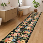 DUKINO 2x12 Washable Runner Rug, Floral Long Runner Rug for Hallway, Black - Image 5