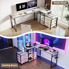 YOSHOOT 55" L Shaped Computer Desk with 3 Fabric Drawers, Gaming Desk - Image 7
