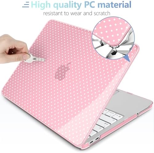 MEEgoodo 4-in-1 Printed Case for MacBook Neo 13 inch 2026 Release Model A3404, Laptop Hard Shell Cases with Keyboard Skin & Screen Protector & Webcam Covers, Cherry Blossom Pink&Polka Dots - Image 3