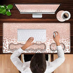 Large Mouse Pad and Gel Mouse Wrist Rest+ Memory Foam Keyboard Wrist Rest Support Set, Non-Slip Rubber Base for Office,Home,Computer, Extended Gaming Mousepads XXL Leopard Star Pattern Pink Desk Mat - Image 4