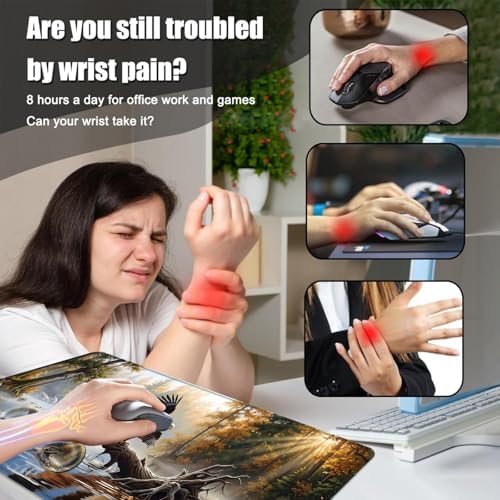 Desk Mat, Mouse Pad with Wrist Rest, 4-in-1 Large Mouse Pads for Desk, Ergonomic Mouse Pad and Keyboard Wrist Rest Gaming Keyboard Mat for Office,Bald Eagle - Image 5