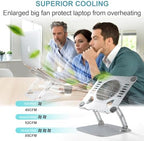 SHUWEI 360Rotating Laptop Cooling Stand w/Fan, Fits 15'' Laptop, Bule-Gray - Image 3