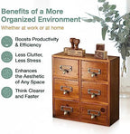 Vintage Card Catalog Drawers for Desktop - 6-Drawer Mini Wood Desktop Cabinet for Office Study Table - Solid Wood Storage Drawers for Table - Mahogany Wood Organizer Cabinet Drawers, Fully Assembled - Image 5