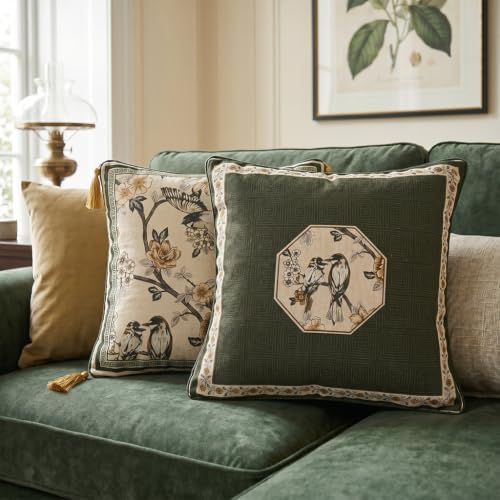 ISAENNE Vintage Linen Square Throw Pillow Cover,Set of 2,18"x18"-Murad E - Image 2