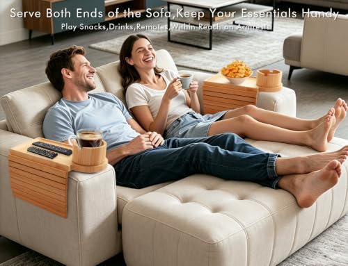 GHKINMAL 2 Packs Couch Armrest Table with Cup Holder,Fits Arms 6.3" Over - Image 3