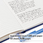 feela 5 Pack Journal Notebook Bulk for School, Hardcover Business Notebooks Classic Ruled Lined Journals with Pen Holder for Work Note Taking, with 5 Black Pens, 120 GSM, 5.1”x8.3”, A5, Navy - Image 3