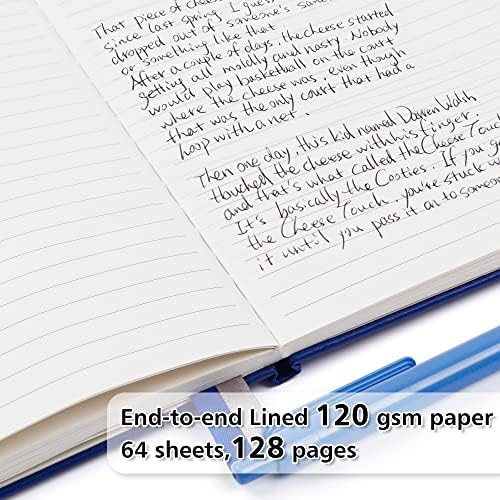 feela 5 Pack Journal Notebook Bulk for School, Hardcover Business Notebooks Classic Ruled Lined Journals with Pen Holder for Work Note Taking, with 5 Black Pens, 120 GSM, 5.1”x8.3”, A5, Navy - Image 3