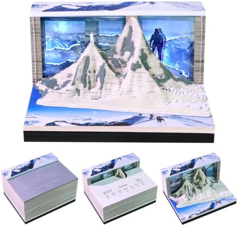 3D Calendar 2027,3D Memo Pad Time Piece Calendar 2027 Creative Desk Calendar Art Paper Sculpture Mount Qomolangma, 2027 Tear Off Calendar DIY Decorative Gift by Easolay