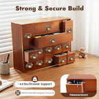 Desk Organizer with 14 Drawers, 4 Tier Wooden Apothecary Cabinet Desktop Storage Cabinet with Label Boxes, Makeup Organizer Filing Case for Office Bedroom Home, L21*W6.3*H16.7in - Image 5
