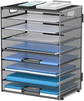 9-Tier Paper Organizer for Desk, Letter Tray with Handles, Black, 2 Pack by DALTACK