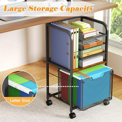 Feyejade 5-Tier Rolling File Cart Cabinet Under Desk Storage Organizer - Image 5