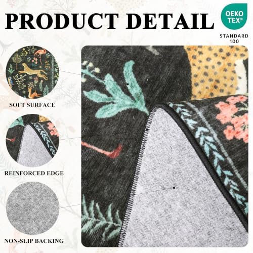 DUKINO 2x4 Rug for Entryway, Animal Washable Runner Rug for Kitchen, Black - Image 5