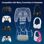 CoolGift Mart Light up Headset and Controller Stand, 16 Colors 3D LED Lights Gamepad Headphone Holder with Remote Control, Game Controller Hanger for All Universal Gaming PC Accessories - Image 2