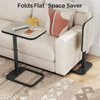Driftwood Grey TV Tray Table, Adjustable Height & Rounded Metal Corners, Snack Table for Couch, Sofa, Bed, Chair, Living Room, C Shaped End Side Table for Eating, Dinner or Laptop, Small Spaces - Image 6