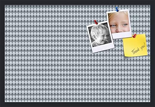 PinPix 30x20 inch Cork Bulletin Board. This Decorative Framed Pin Board Comes with Diamond Pattern in Grey and Blue Design and Satin Black. Ideal for Home, Office Decor or School (PinPix-227) by PinPixBulletinBoards