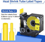 NineLeaf 10 Pack Compatible Labels Tape Replacement for Dymo 1805444 1 inch Black on Yellow Heat Shrink Tube Labels 24mm x 1.5m for Wires and Cables Use in Rhino 6000 6500 Label Maker - Image 3