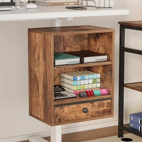 Unionly Clamp-on Under Desk Storage Shelves with Height Adjustable & Drawer by Unionly