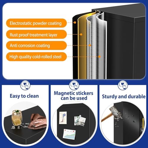 GAIOUS 35'' Tall Metal Storage Cabinet with Lock and Wheels, Steel Office Cabinet with 2 Door and 2 Adjustable Shelves, Lockable File Cabinet, Garage Cabinet, Rolling Cabinet for Home Office, Black - Image 4