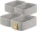 MiniArk Small Storage Baskets for Organizing | Closet Organizer Bins | Shelf Toy Basket | Woven Rope Baskets | Cube Decorative Box | Shallow Basket | 13x8.5x5.1” | 4 Packs Mixed Grey by MiniArkStorageBasketsHome