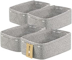 MiniArk Small Storage Baskets for Organizing | Closet Organizer Bins | Shelf Toy Basket | Woven Rope Baskets | Cube Decorative Box | Shallow Basket | 13x8.5x5.1” | 4 Packs Mixed Grey by MiniArkStorageBasketsHome
