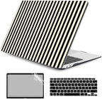 DONGKE Case for MacBook Air 13 Inch (2021-2018 Models A2337 M1/A2179/A1932), Black & Cream Stripes Hard Shell Case with Keyboard Protector, Compatible with Retina Display and Touch ID by DONGKE