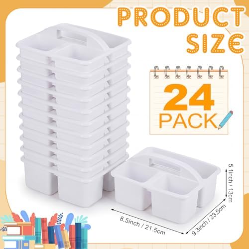 Geelin 24 Pack Classroom Caddy Bulk, 9.3 x 8.5 x 5.1 inch, White - Image 3