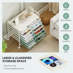 Giantex 12 Drawers Rolling Cart, Mobile Storage Drawer Cart, Classroom Organizer Cart for Office School Supplies Tools Scrapbook Paper Craft Small Printer, Utility Cart on Wheels, Green Gradient - Image 6