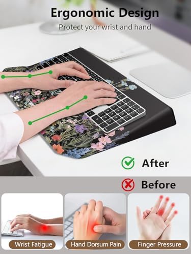 2-in-1 Ergonomic Keyboard Stand with Wrist Rest, Flower - Image 2