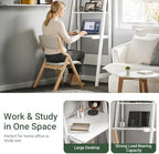 Haotian Ladder Desk with Shelves, Wall Desk for Small Space, Secretary Desk Workstation Dresser Shelf Freestanding Bookshelf, White FRG60-W - Image 4