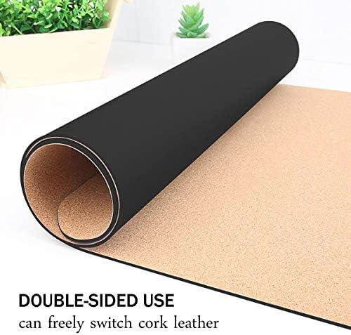 Desk Mat, Waterproof Desk Pad Protector, Eco-Friendly Natural Cork & Leather Double-Sided Office Desk Mat Mouse Pad, Smooth Surface Soft Desk Writing Mat for Office Home Work Game (Black, 47x24Inch) - Image 2