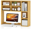 DREAMADE Desk Hutch, 37" Wooden Desktop Bookshelf with 7 Cubes, Burlywood by DREAMADE