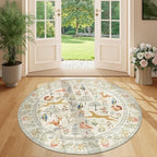 DUKINO 4ft Round Rug, Washable Animal Small Round Area Rug Non Slip, Beige by DUKINO