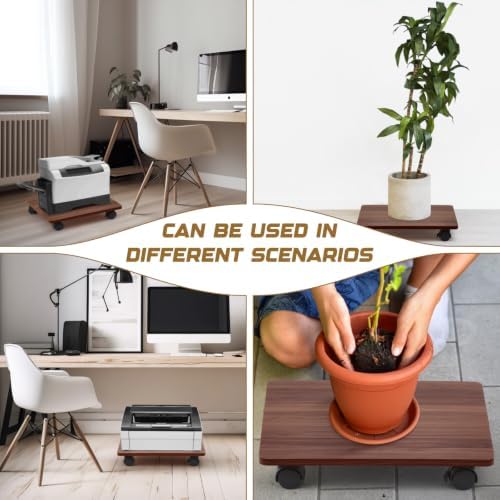 Beeveer 2 Pcs Walnut Under Desk Printer Stand 13.8 x 11.8 x 2.4 Inches - Image 4