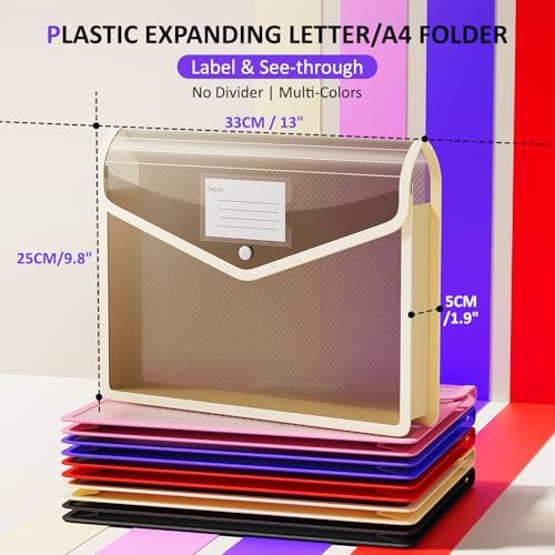 ThinkTex Plastic Expanding File Folder, Transparent envelopes with Snap - Image 2