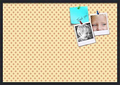 PinPix 40x28 inch Cork Bulletin Board. This Decorative Framed Pin Board Comes with Diamonds in Red and Yellow Design and Satin Black. Ideal for Home, Office Decor or School (PinPix-333) by PinPixBulletinBoards