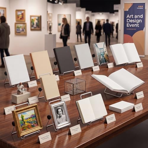 Eaasty 24 Pack Book Stand, Adjustable Plate Holders, 3.54'' X 5.12'' Picture Stands for Display, Metal Easels for Tables Photos Frames Comics Books (White) - Image 5