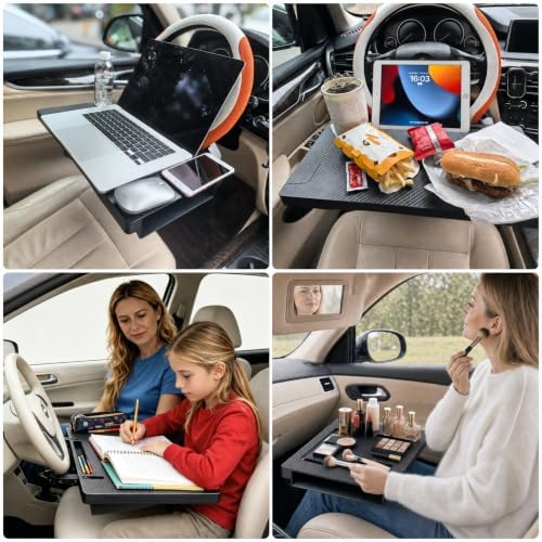Steering Wheel Tray & Desk, Car Laptop Desk & Seat Gap Organizer - Image 5