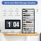 EasyPAG Wall File Holder 10 Tier Mesh Hanging Folder Organizer with Flat Tray Wall Mounted Mail Organizer Magazine Paper Desk Shelf with Nametag Label for Office Home School, Black - Image 5