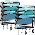 MHUD 5-Tier Wall File Organizer and Mail Organizer with 5 Hooks, 2 Pack by JMHUD